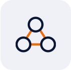 A blue and orange icon with three circles connected by lines forming a triangle shape, reminiscent of A2P Monetization strategies, set against a light gray background.