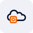 An icon featuring a cloud with a gear symbol partially overlaid, suggesting cloud-based settings or services, ideal for A2P platforms.