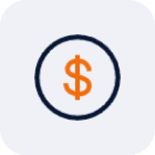 Icon featuring an orange dollar sign enclosed in a dark navy circle against a light gray background, perfect for representing A2P monetization.