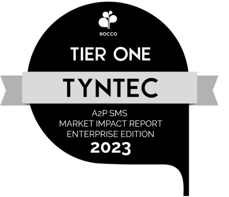 TIER ONE TYNTEC A2P SMS Market Impact Report Enterprise Edition 2023" badge by ROCCO highlights key insights into A2P messaging.