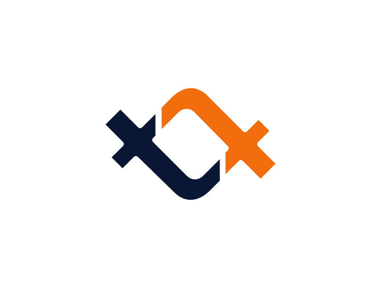 Two interlocking wrench shapes, one navy blue and the other orange, form an abstract logo on a white background, symbolizing a strategic partnership.